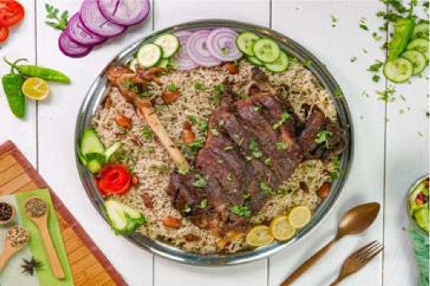 حنيذ لحم - نفر مع رز