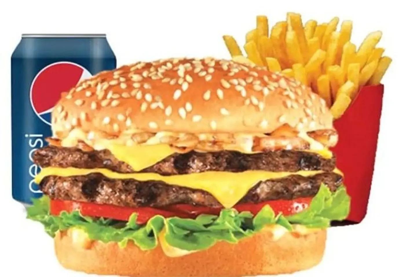 Fried Americana Double Beef Burger Meal - With Cheese