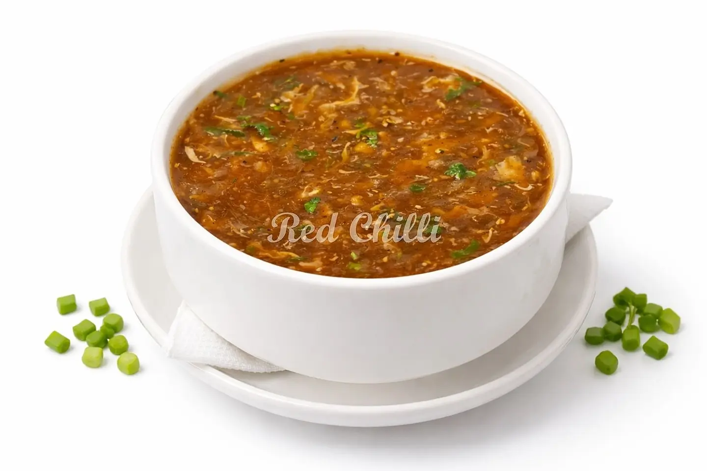شوربة حارة وحامضة - دون قطع الدجاج