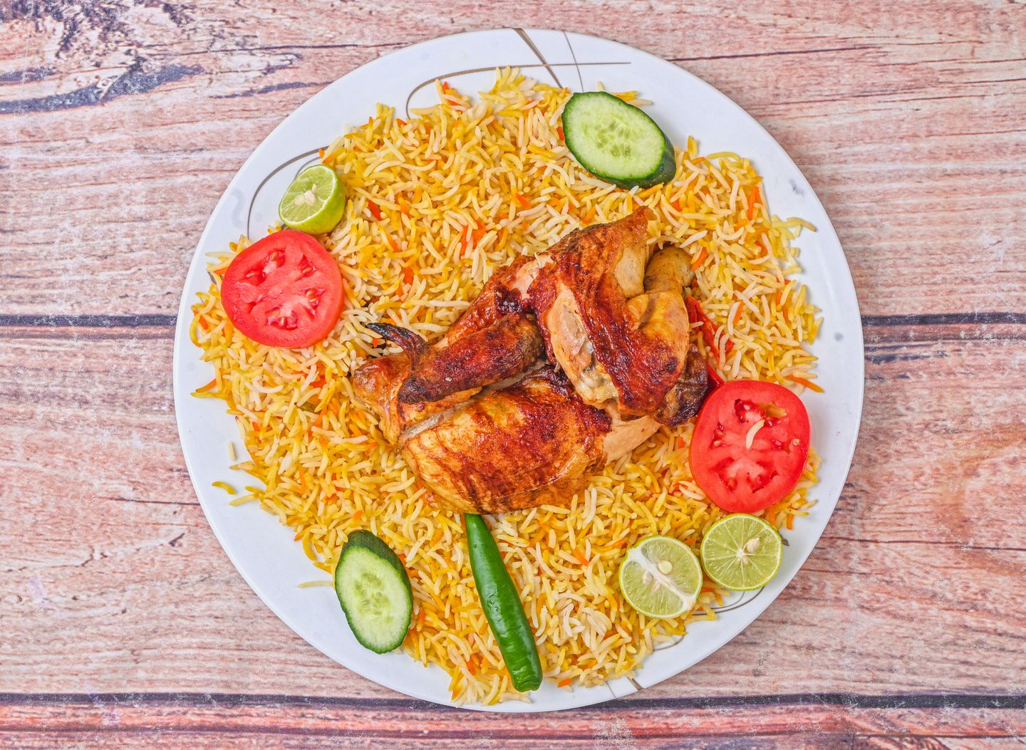 Grilled Chicken With Mandi Rice - Half A Chicken