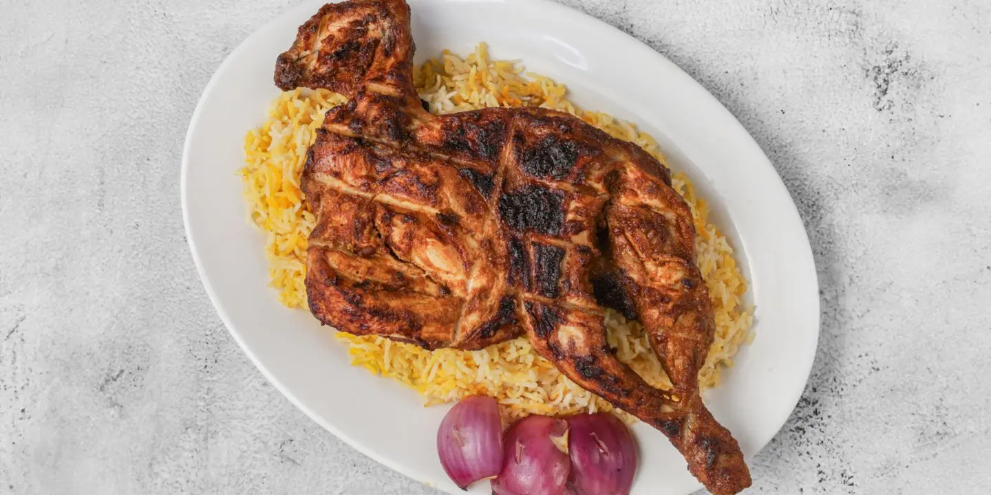 Charcoal Grilled With Mandi Rice - Quarter Of A Chicken