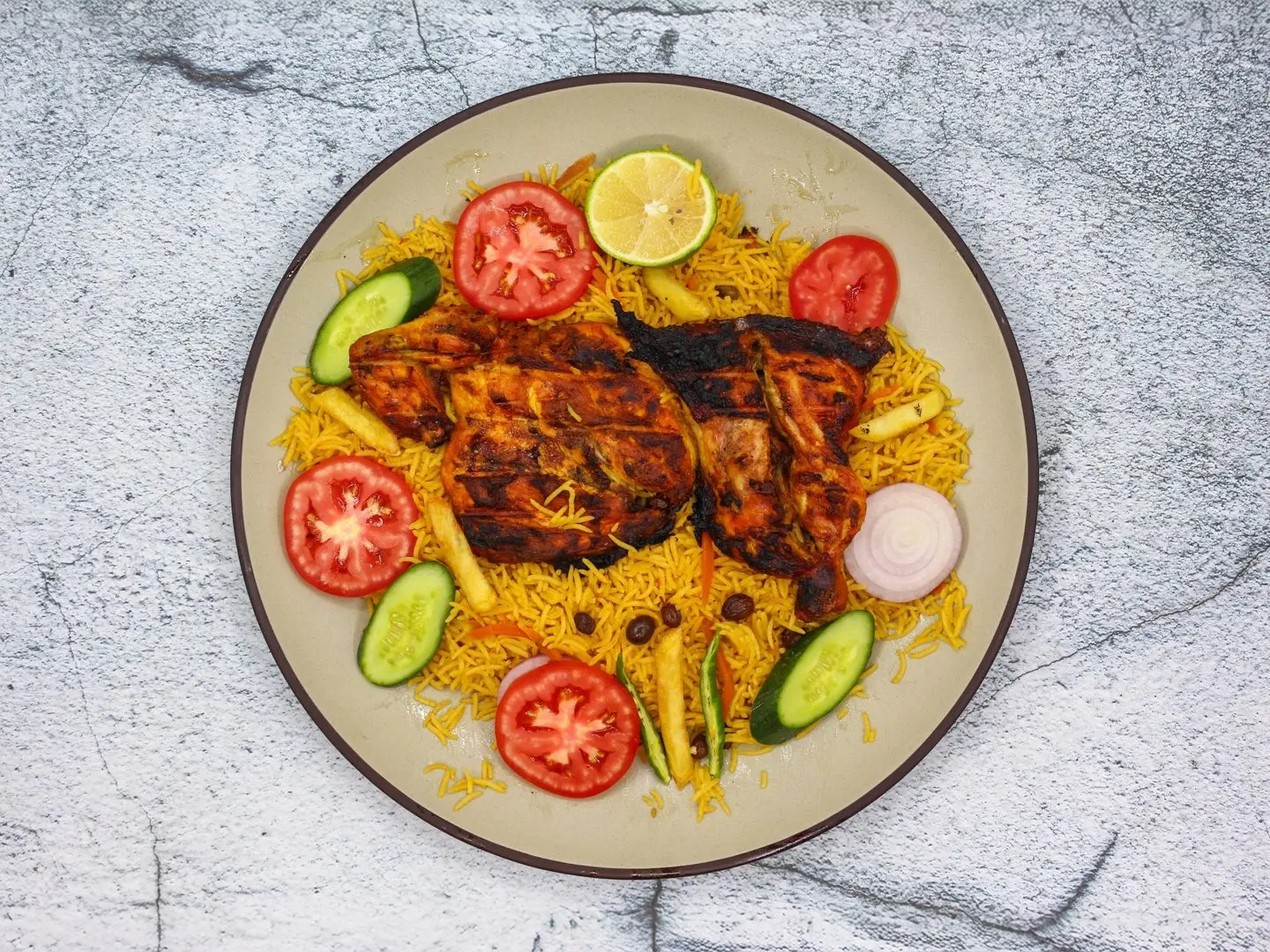Charcoal Chicken With Rice - Half A Chicken