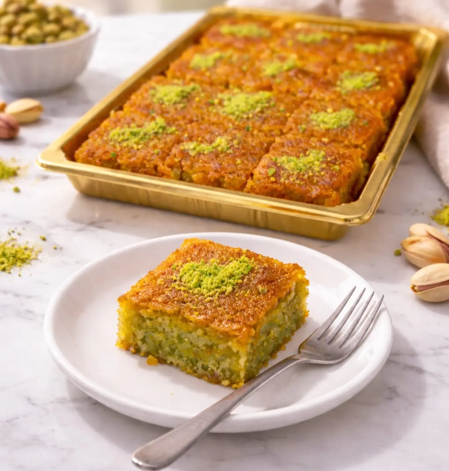 بسبوسة بالفستق - صغير