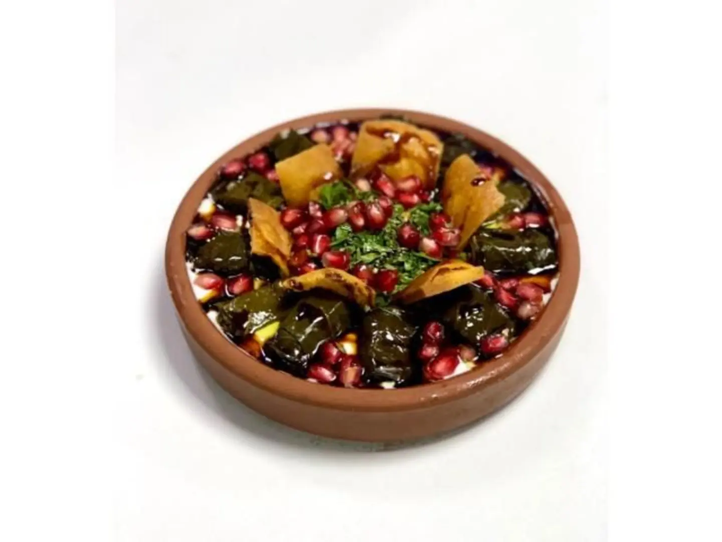 Pomegranate Grape Leaves Fatteh - Small Plate