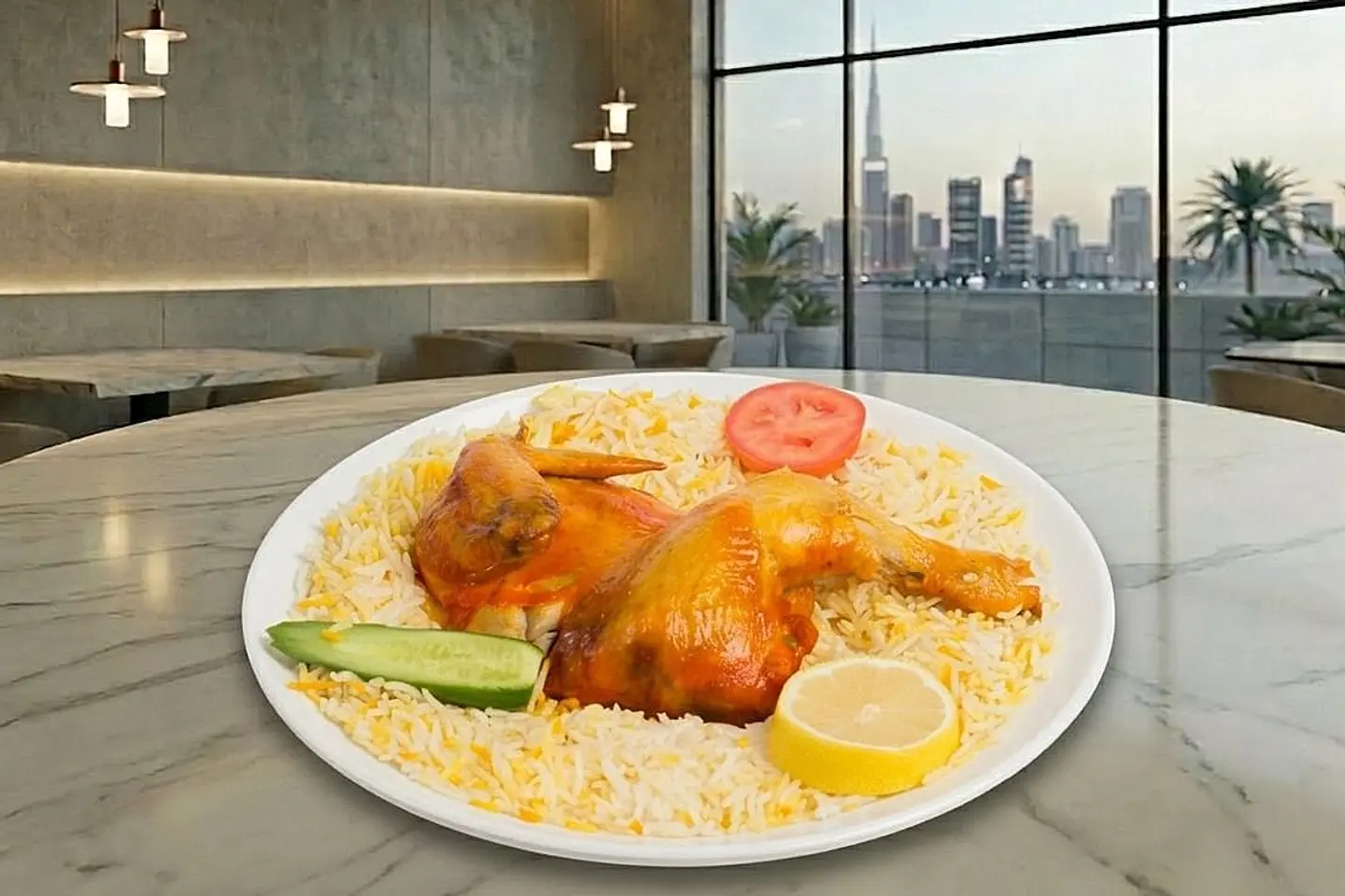 دجاج مندي مع الرز - نص حبة دجاج