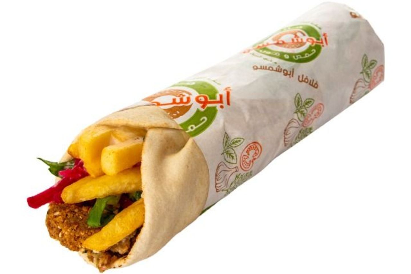 Falafel Sandwich With Potatoes Saj Bread - Large