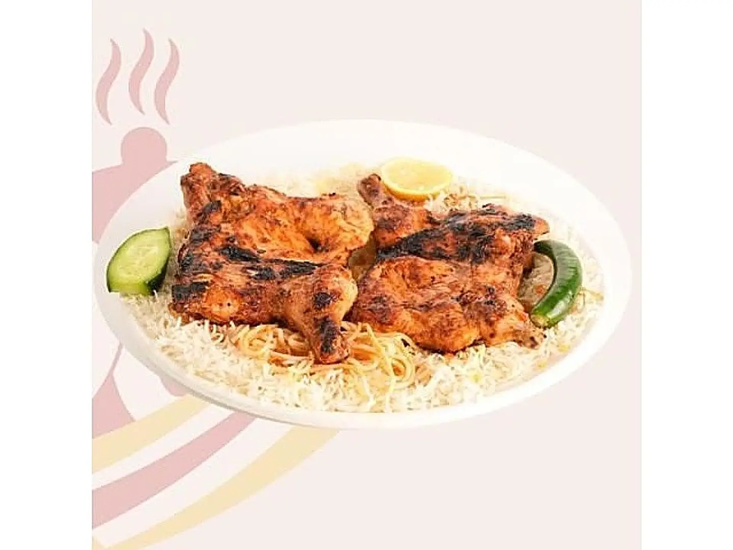 Half Charcoal Chicken - Biryani Rice