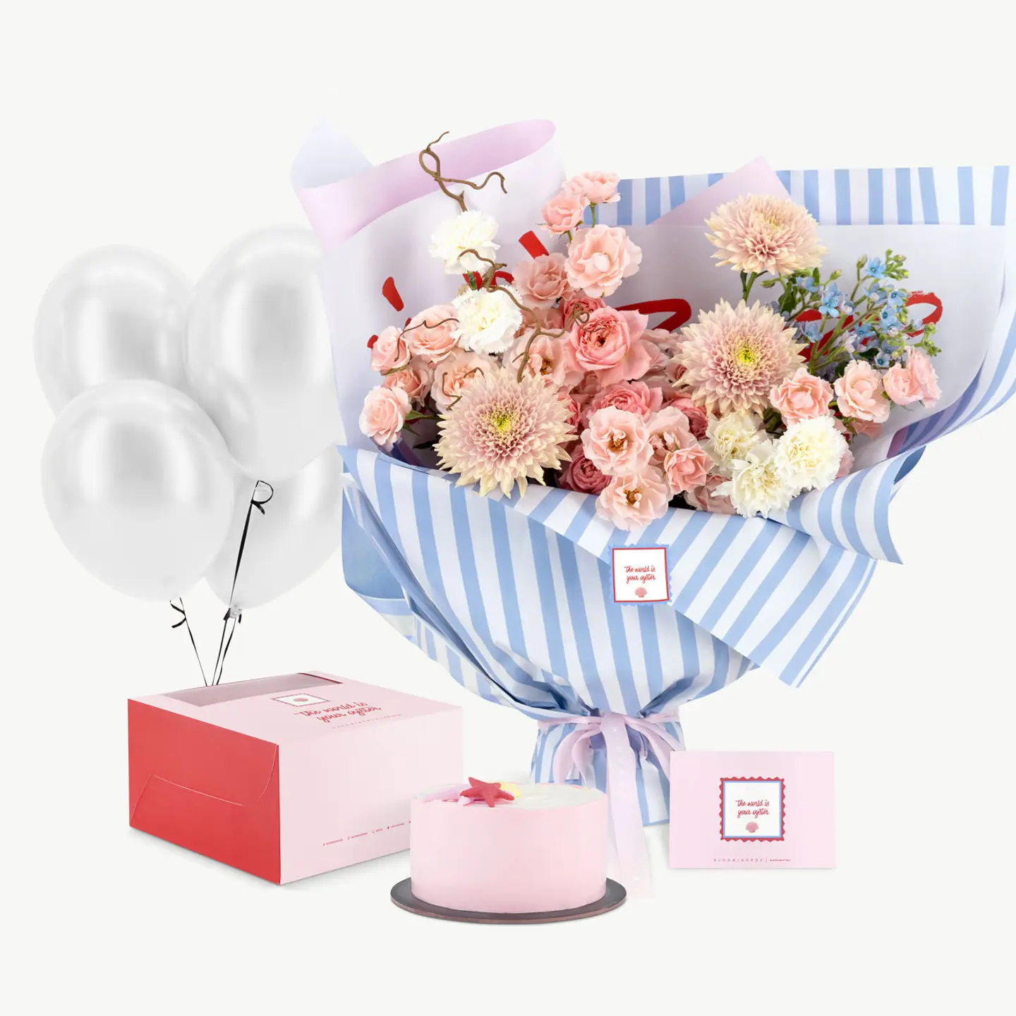 مجموعات باقة والكيك - وردي