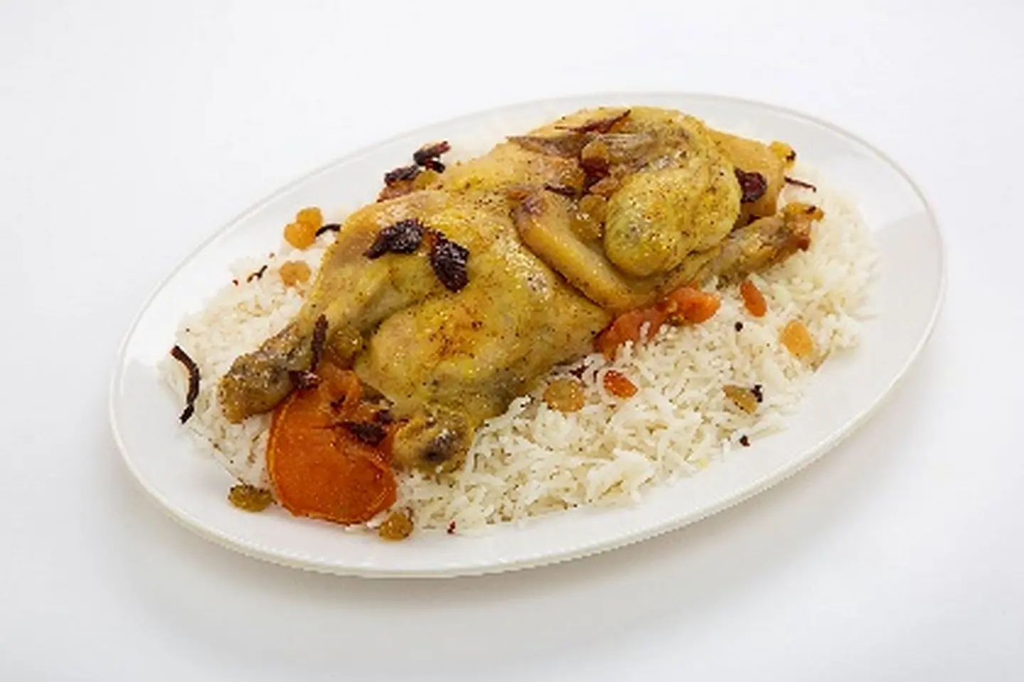 نصف دجاج مدفون - مع الأرز