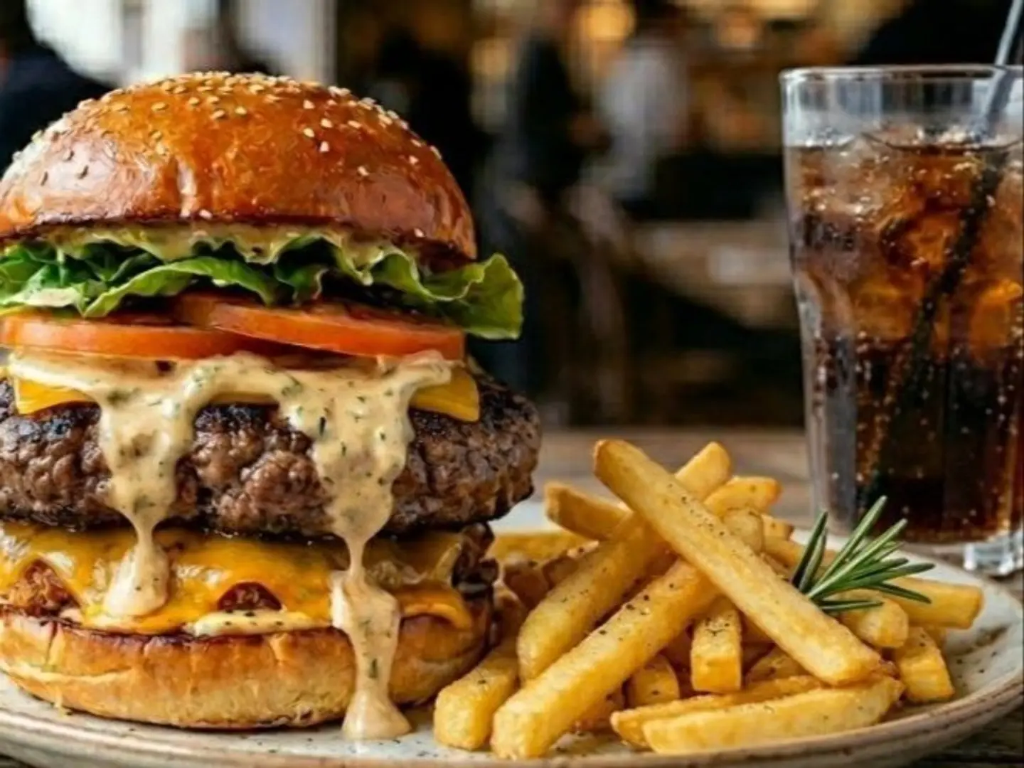 Beef Burger Meal With Fries And A Drink - One Slice