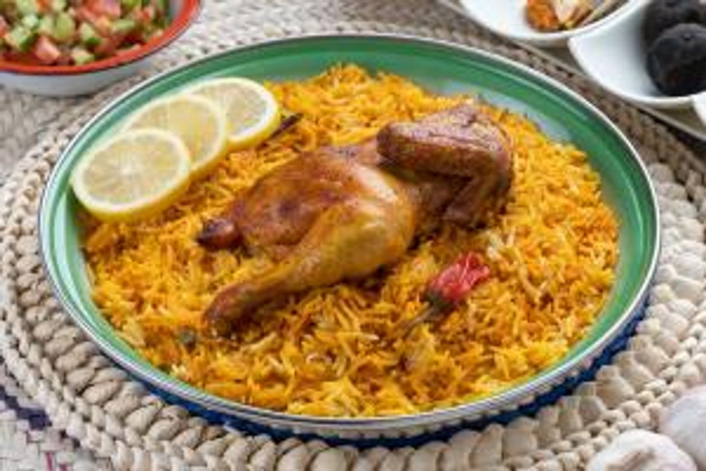 Red Kabsa With Chicken - Half A Chicken