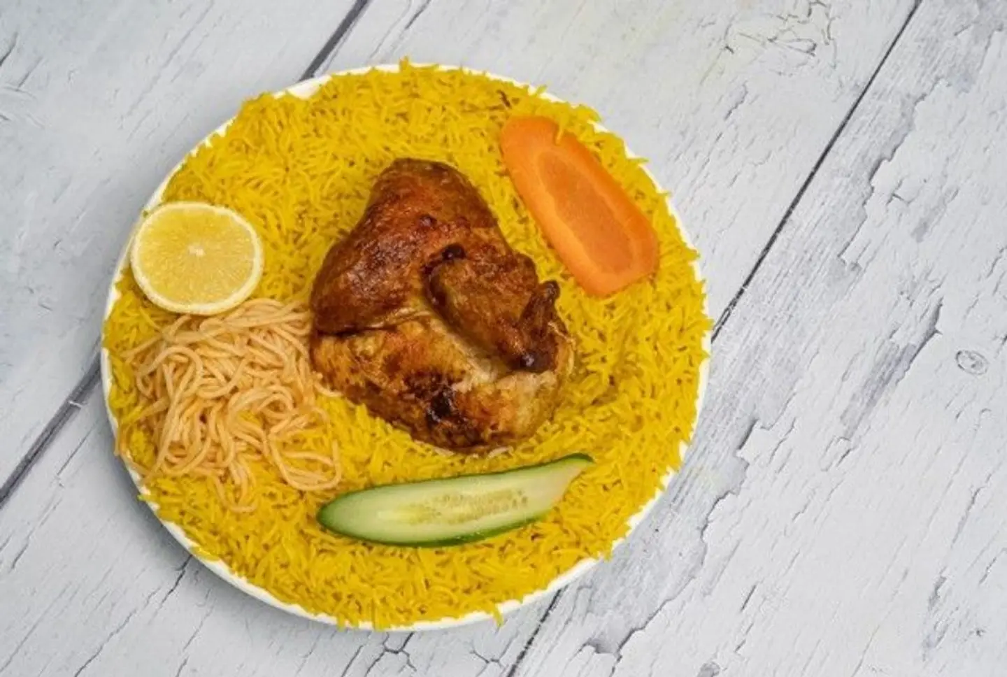 Mixed Shawaya Chicken With Mandi Rice Mathlouthah - Half A Chicken