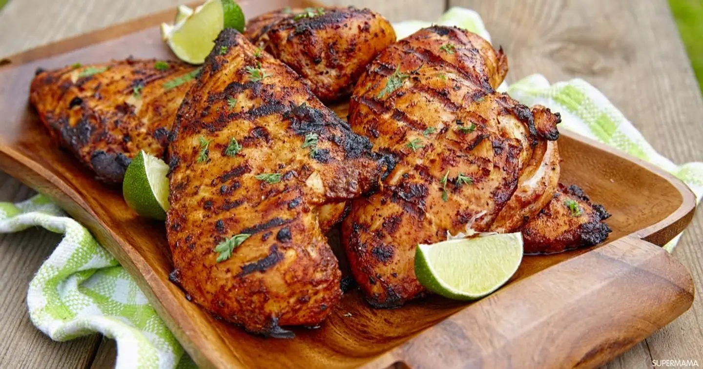 دجاج على الفحم سادة - نص حبة دجاج