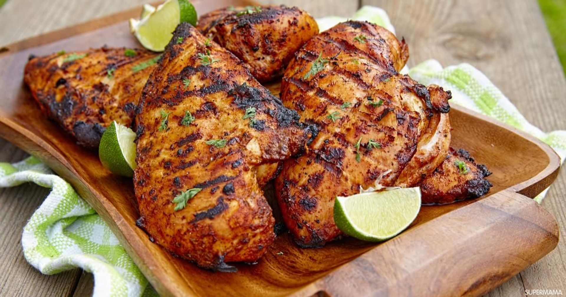 دجاج على الفحم سادة - نص حبة دجاج