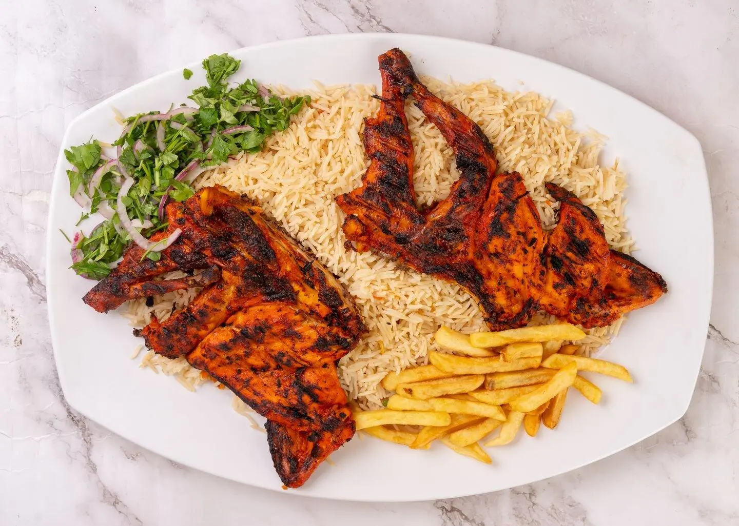 Grilled Chicken With Rice - Half A Chicken