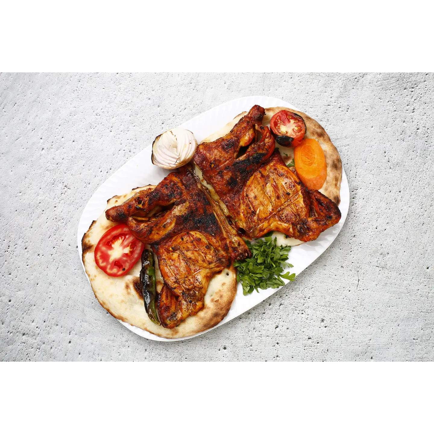 دجاج على الفحم بدون رز - نصف دجاجة