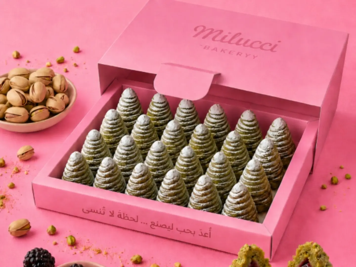Pistachio And Mulberry Pyramids - Middle 12 Pieces.