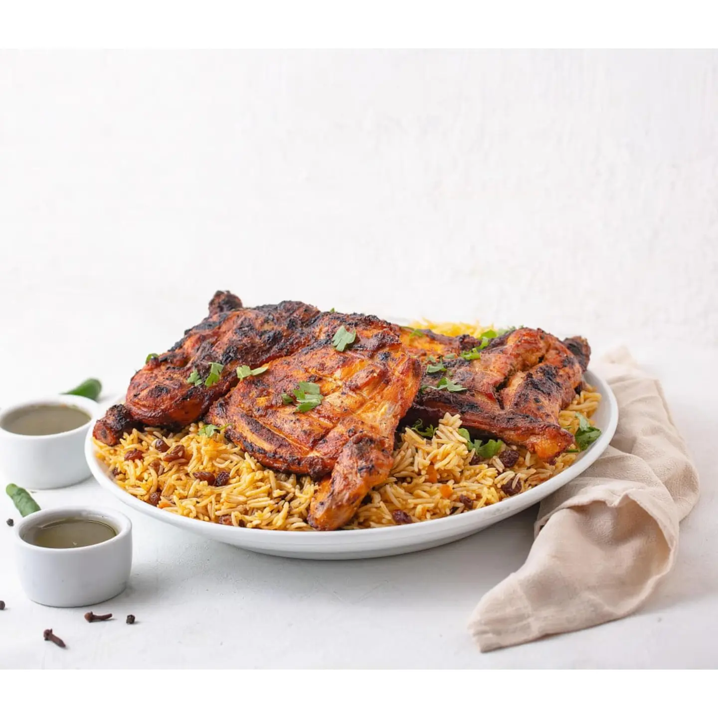 A Hole Chicken Charcoal Grilled With Rice - Pishawari Rice