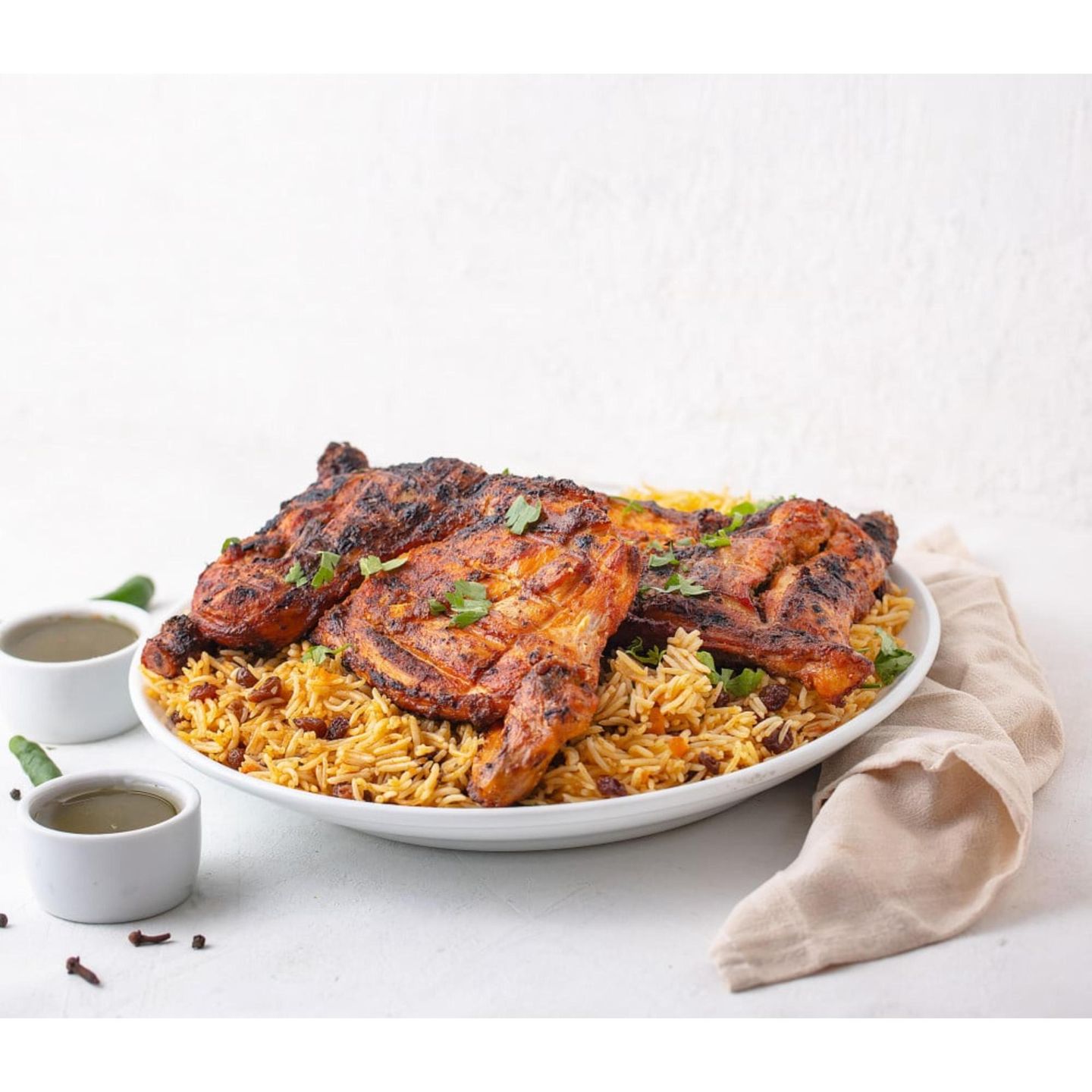 A Hole Chicken Charcoal Grilled With Rice - Pishawari Rice