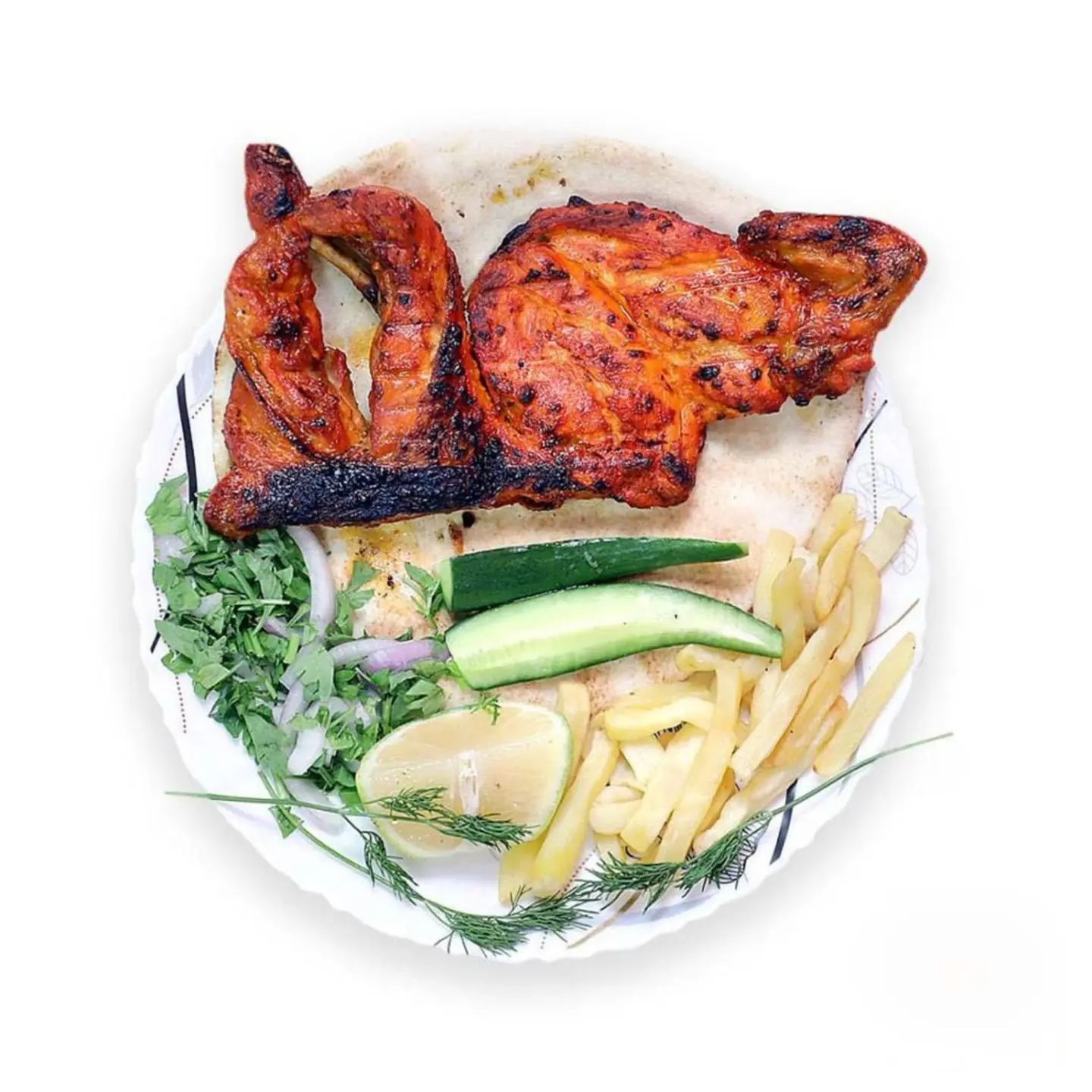 دجاج على الفحم سادة - نص حبة دجاج