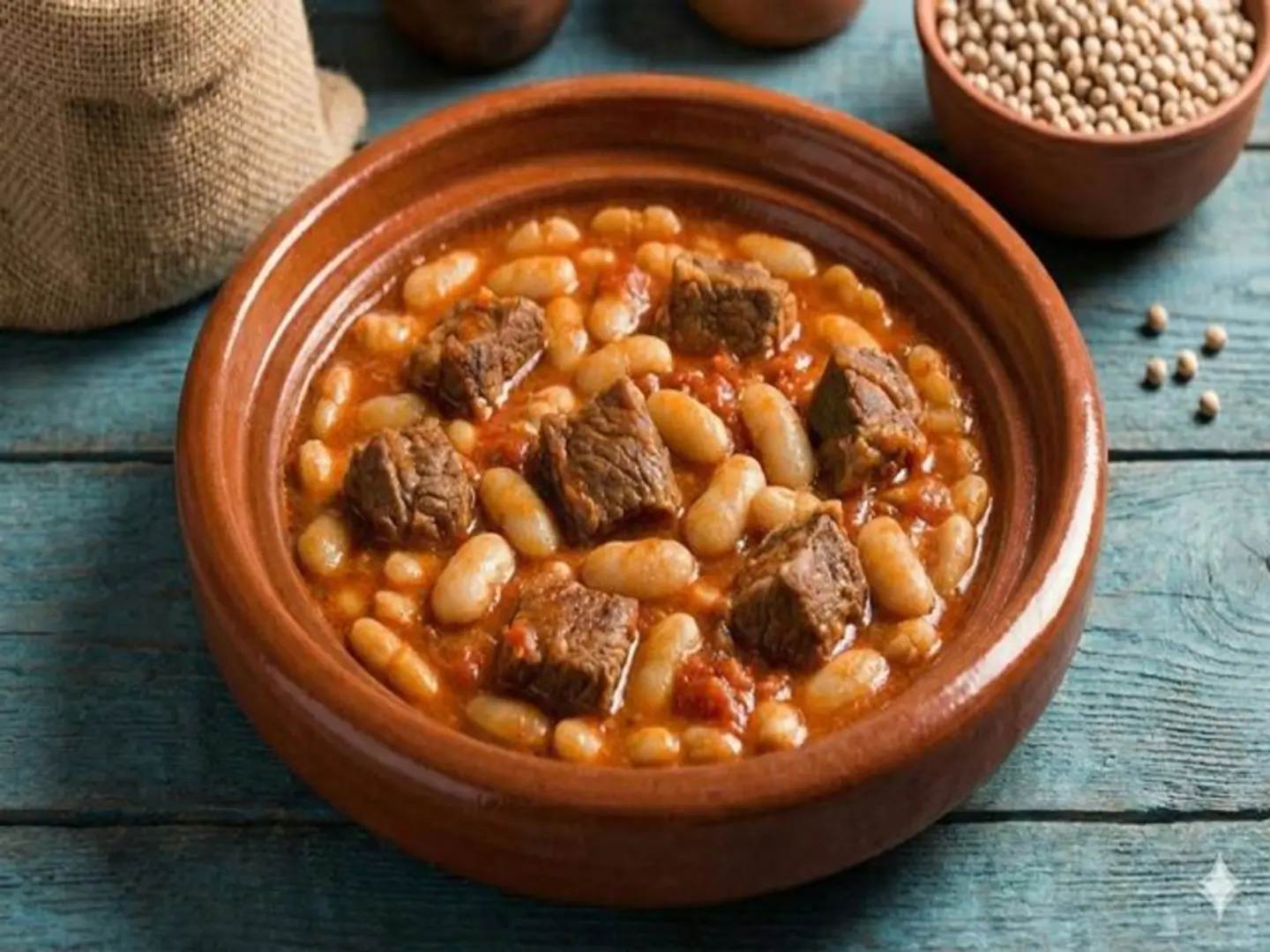 طاجن فاصوليا باللحم - مع رز