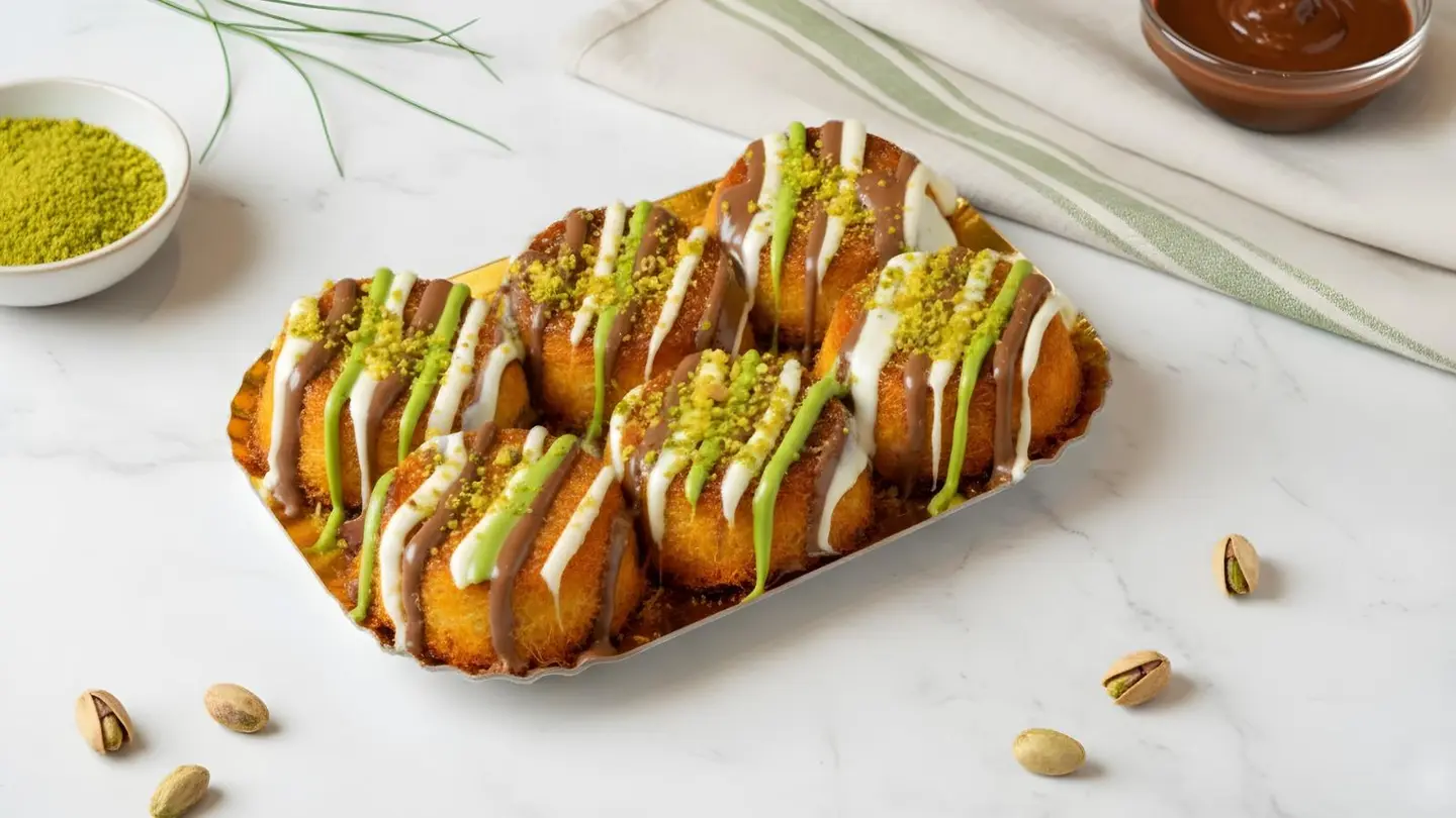 Kunafa Cupcakes With Mixed Sauces - 6 Tablets