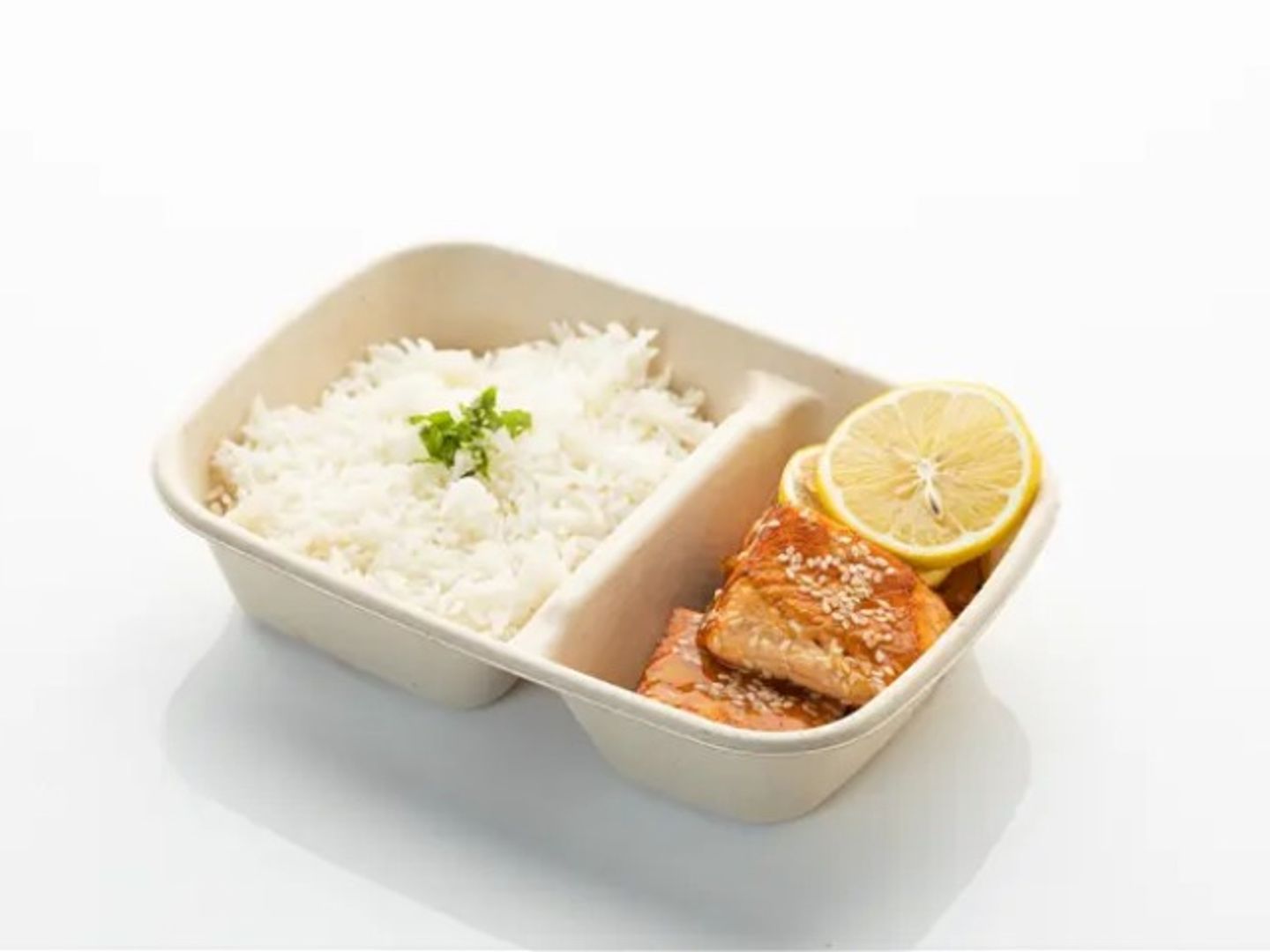 Grill Salmon With Teriyaki Sauce 150 G - White Rice 150 Grams