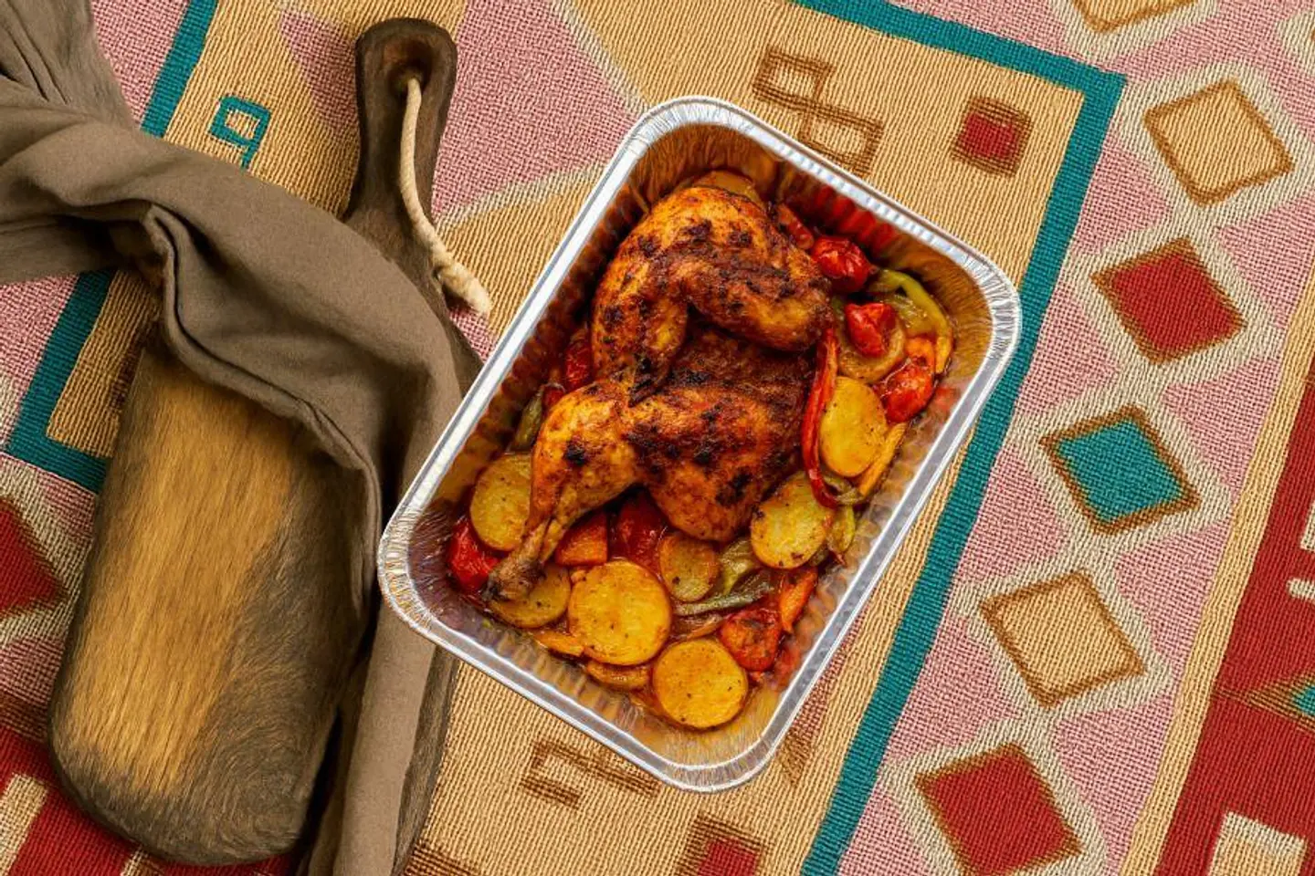 دجاج بالفرن مع الخضار - نص حبة دجاج