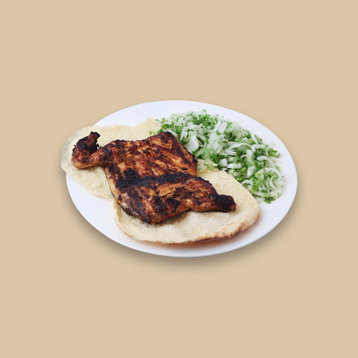 دجاج على الفحم سادة - نص حبة دجاج