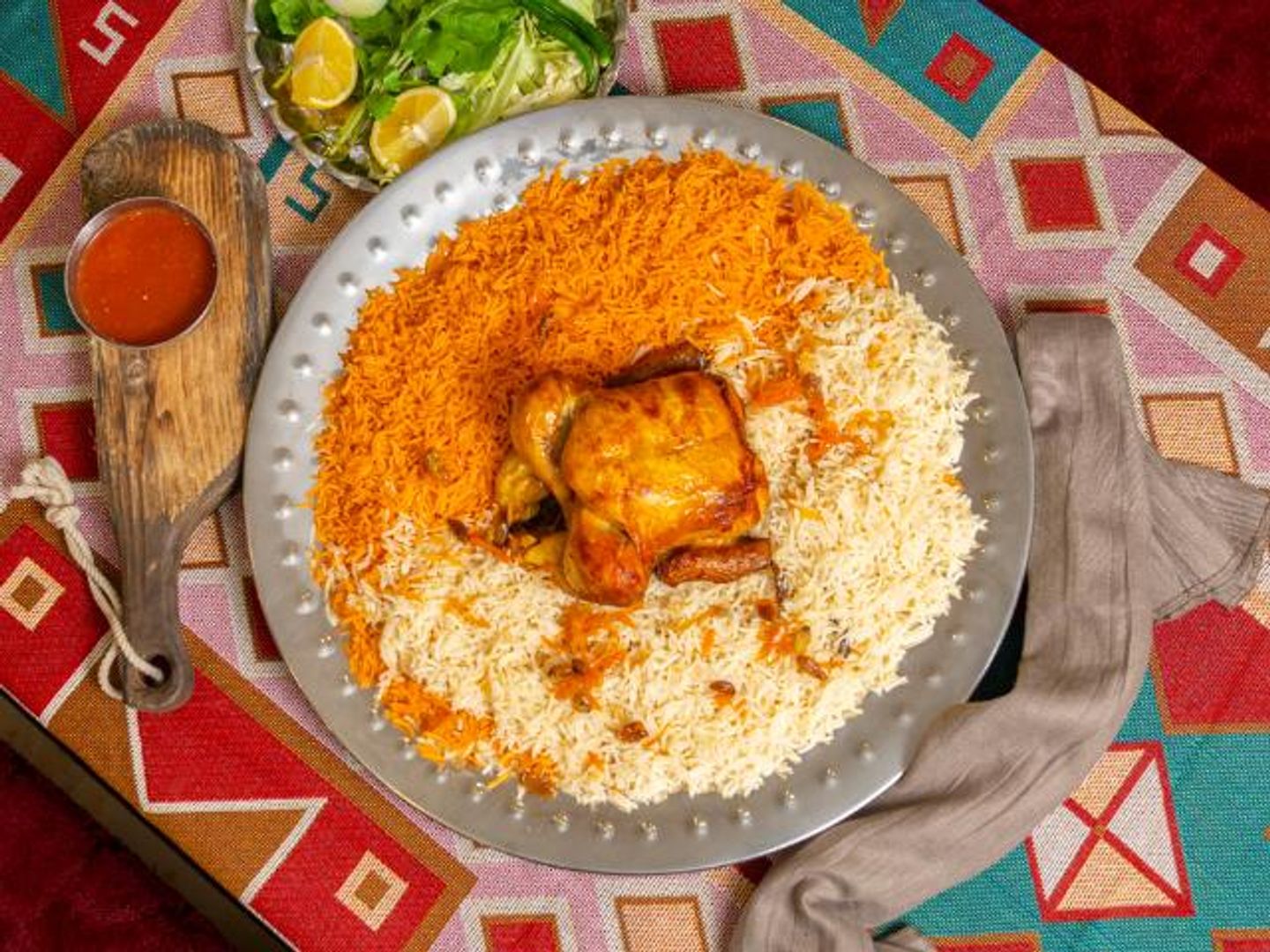 دجاج شواية مع رز - ربع دجاجة