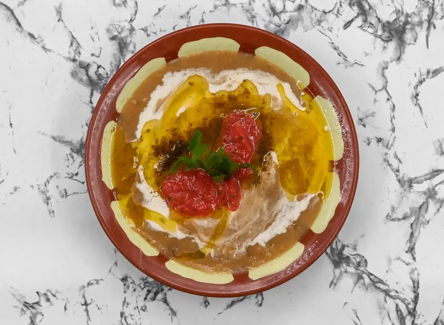 Plate Of Fava Beans With Oil, Lemon, And Tahini - Small