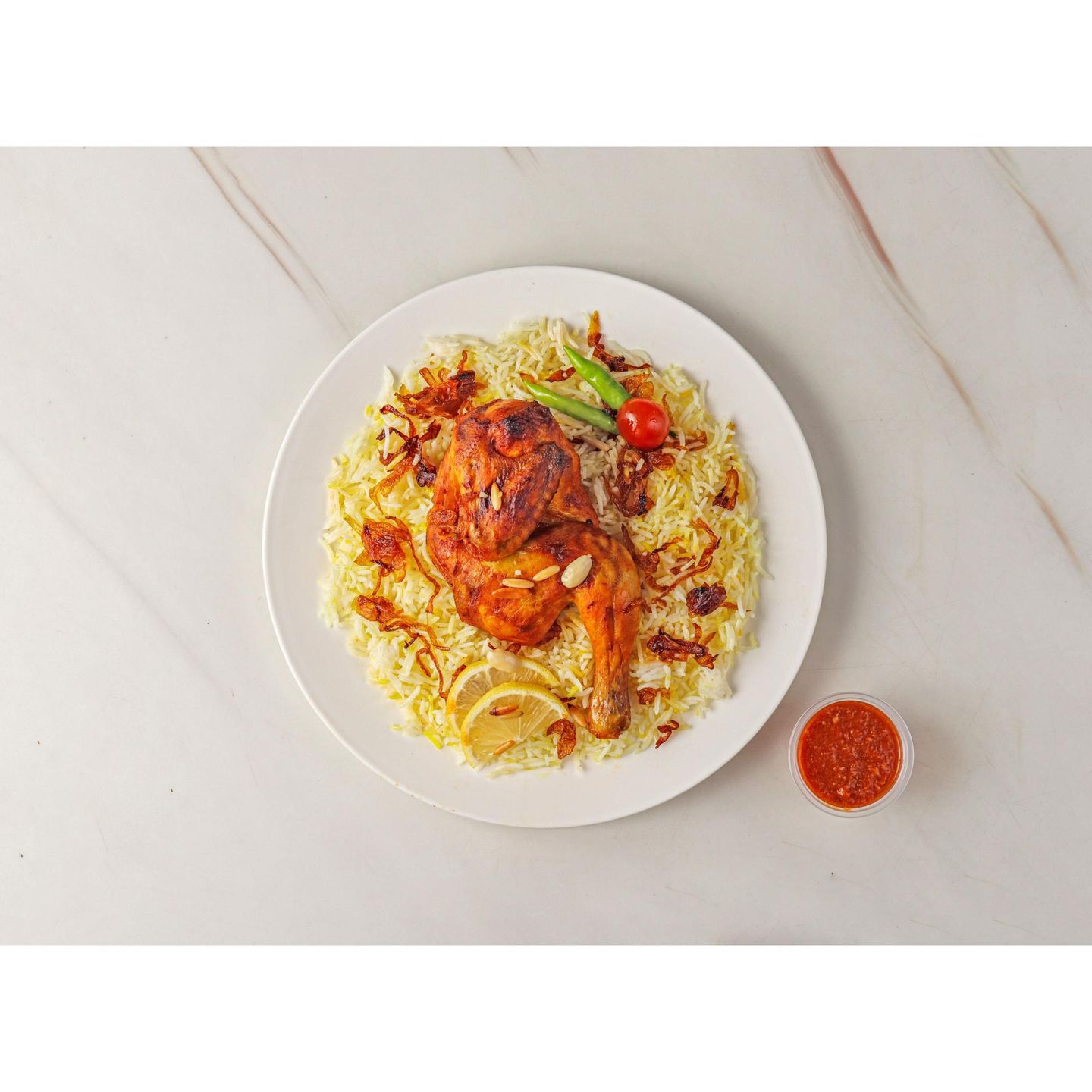 دجاجة  مع أرز  - نصف دجاجة
