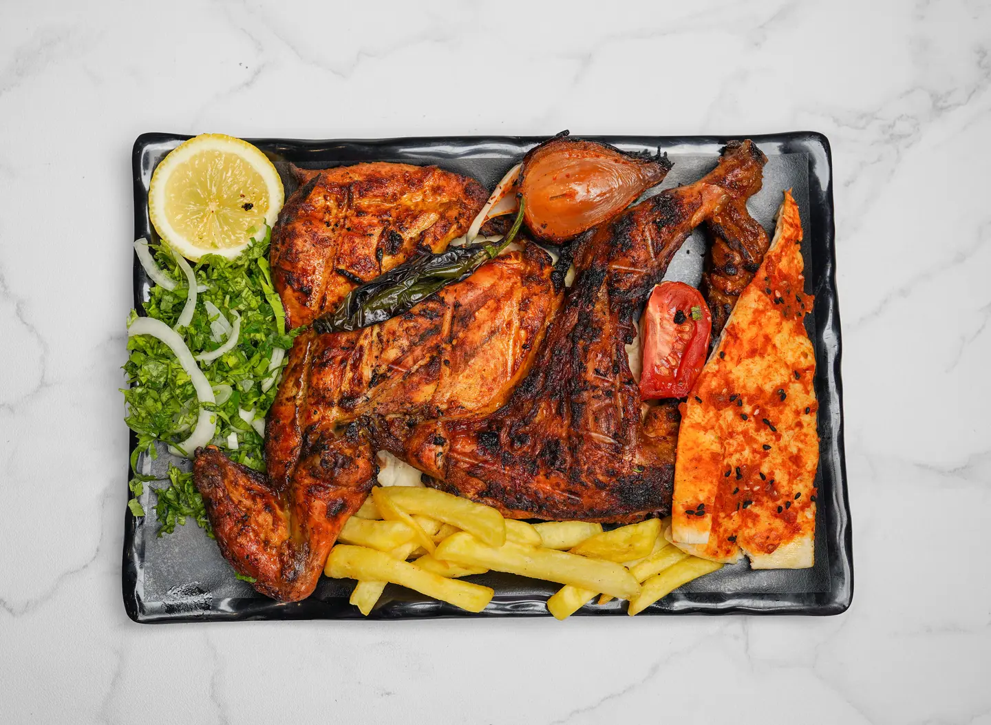 دجاج على الفحم بدون رز - نص حبة دجاج