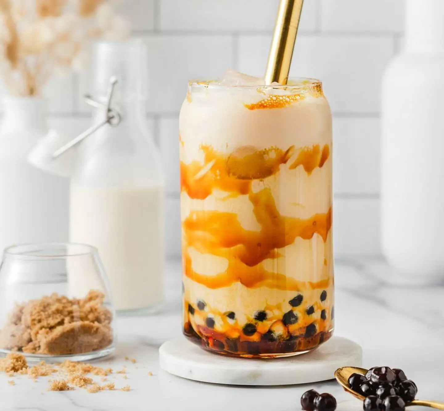 شاي حليب لؤلؤ السكر البني - صغير