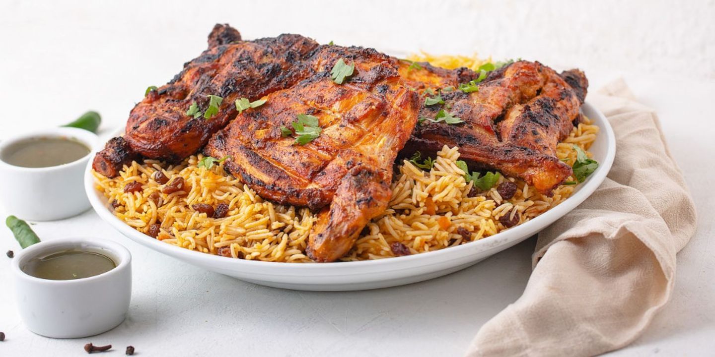 Chicken On Charcoal With Rice - Half A Chicken