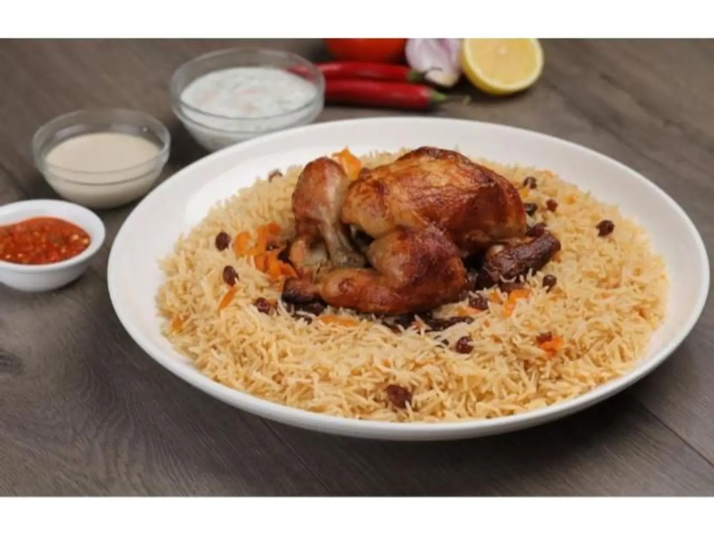 شواية مع رز برياني - نص حبة دجاج