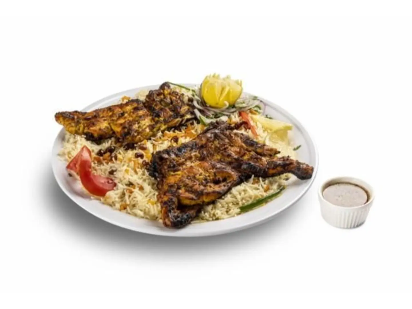 Charcoal Grilled Chicken With Rice - Half A Chicken