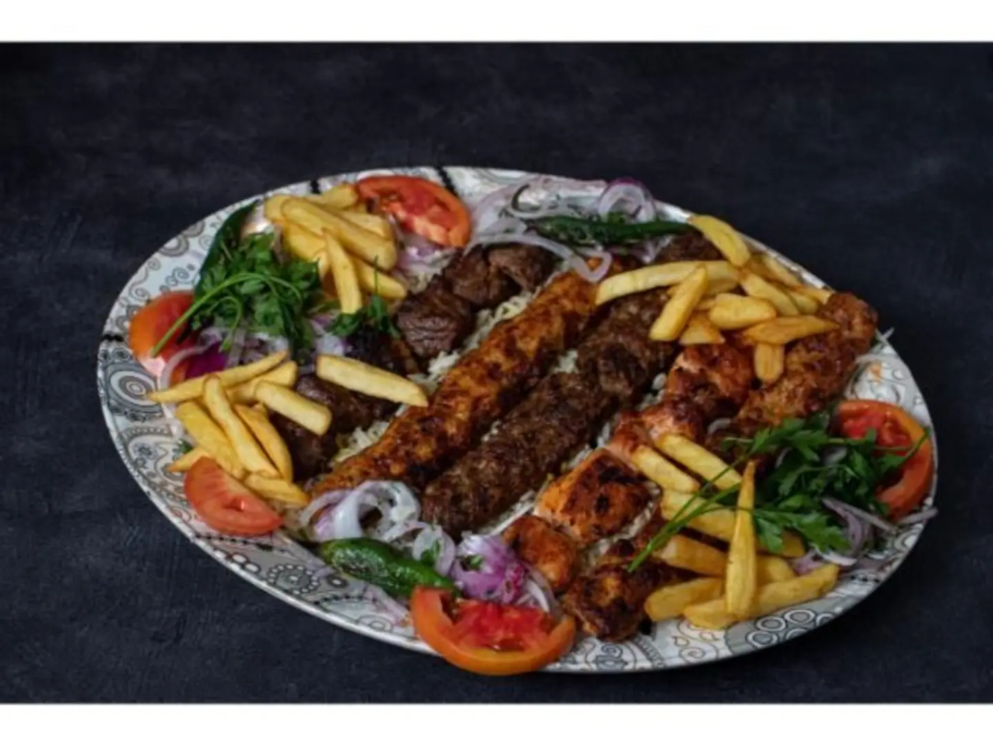 Mixed Grill Plate - Small 1 Chicken Kebab 2 Naeemi Meat Kebab 1 Shish Tawouk