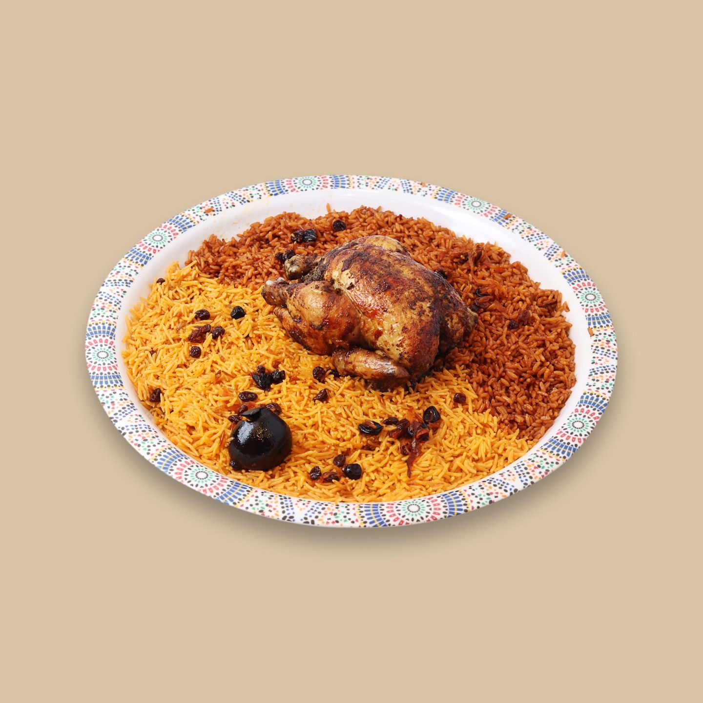دجاج شواية على الحطب مع الارز - نص حبة دجاج