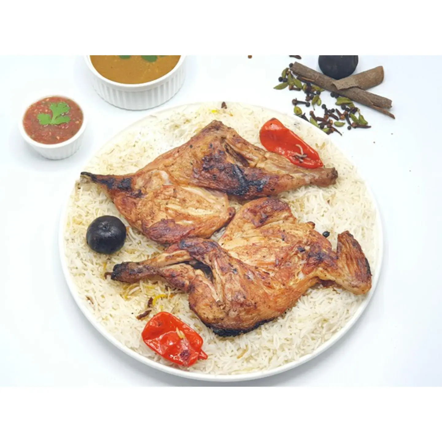 دجاج مظبي مع رز بيشاور - نص حبة دجاج