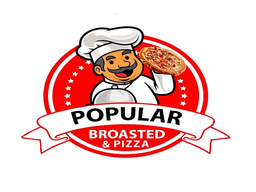Popular broasted and pizza logo