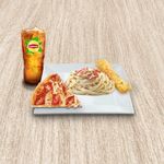 Creamy Bacon Carbonara with Pizza w/ Drink