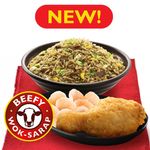 Beef Chao Fan with Fried Chicken