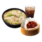 Wonton Mami with Asado Siopao with Drink