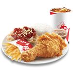 1 - pc. Chickenjoy, Regular Fries & Half Jolly Spaghetti Super Meal w/ Drink