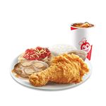 1 - pc. Chickenjoy, Burger Steak & Half Jolly Spaghetti Super Meal w/ Drink