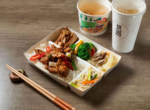 蔥爆肉片便當套餐(附湯品)