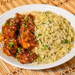 Egg Fried Rice with Sweet Chili Chicken