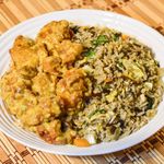 Vegetable Fried Rice with Salted Egg Chicken