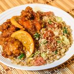 Vegetable Fried Rice with Orange Chicken